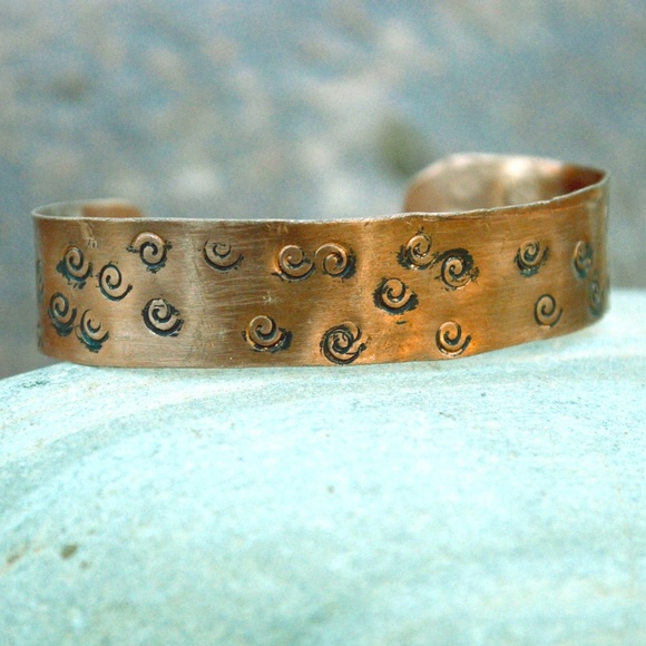 Conceptual Subculture Jewelry - Solid Copper Hand Stamped Arthritis Cuff Bracelet